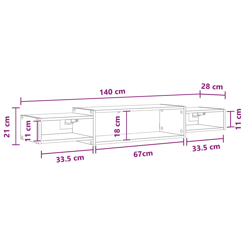 Wall-mounted TV Cabinet Wall-Mounted White 140 x 28 x 21 cm