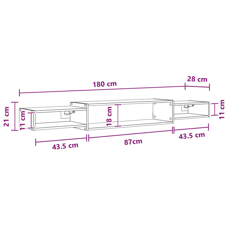Wall-mounted TV Cabinet Wall-Mounted White 180 x 28 x 21 cm