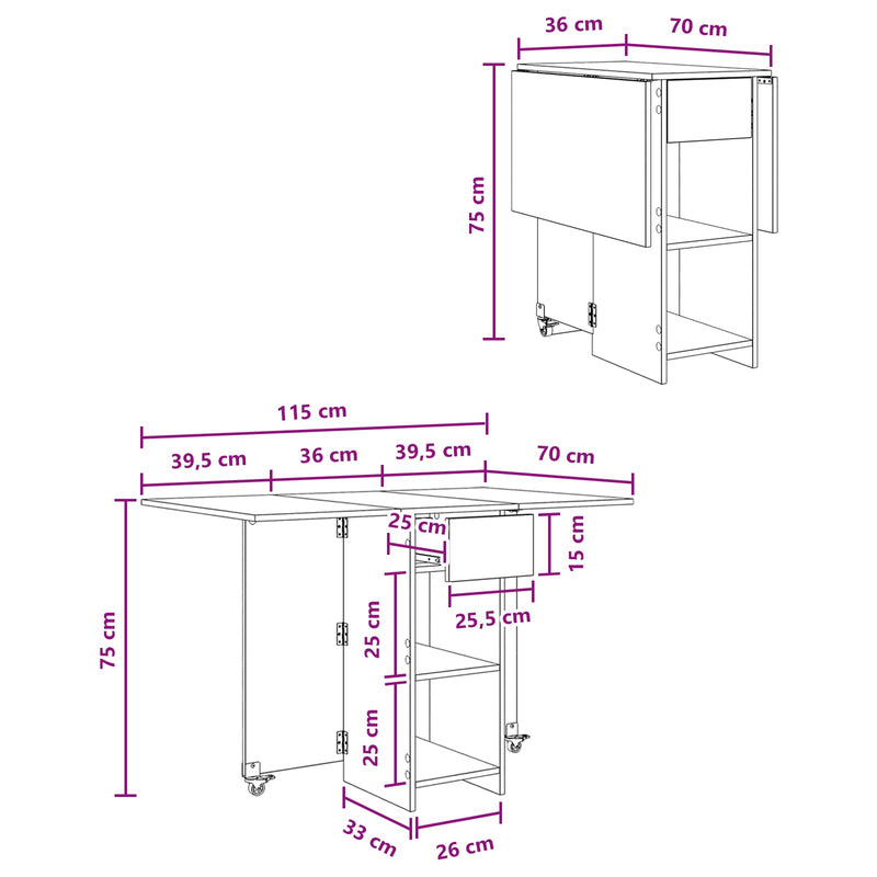 Dinning Table 115 x 70 x 75 cm Engineered Wood White
