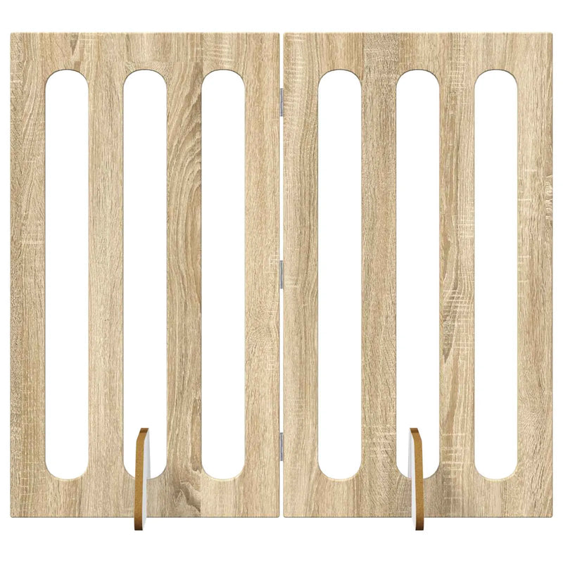 Folding Pet Fence 2 pcs Sonoma Oak 100.5 x 38 x 90 cm