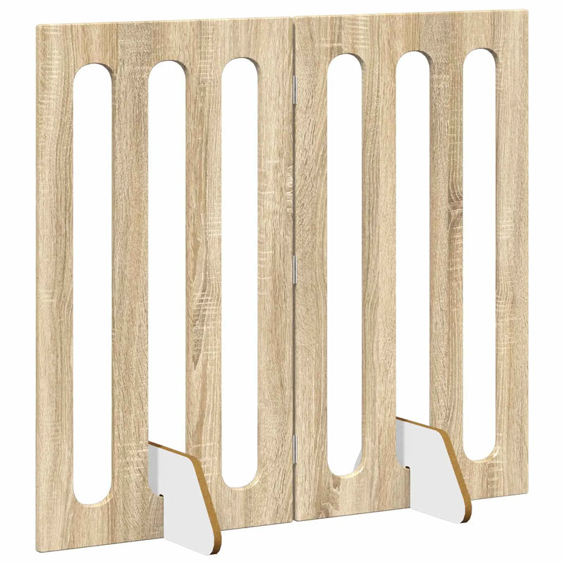 Folding Pet Fence 2 pcs Sonoma Oak 100.5 x 38 x 90 cm