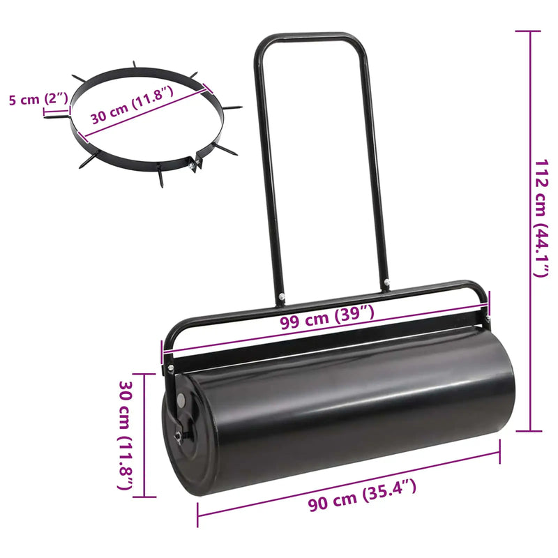 Garden Lawn Roller Pull with Aerator Clamps Ø 30 x 90 cm Steel