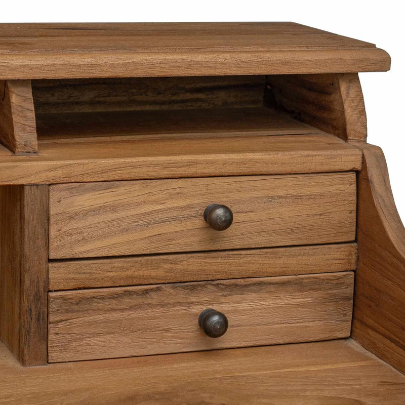Writing Desk Natural 89.5 x 49.5 x 100 cm Solid Teak Wood
