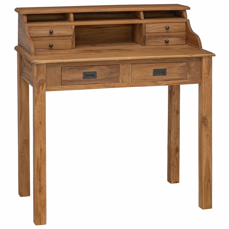 Writing Desk Natural 89.5 x 49.5 x 100 cm Solid Teak Wood