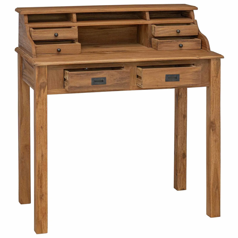 Writing Desk Natural 89.5 x 49.5 x 100 cm Solid Teak Wood
