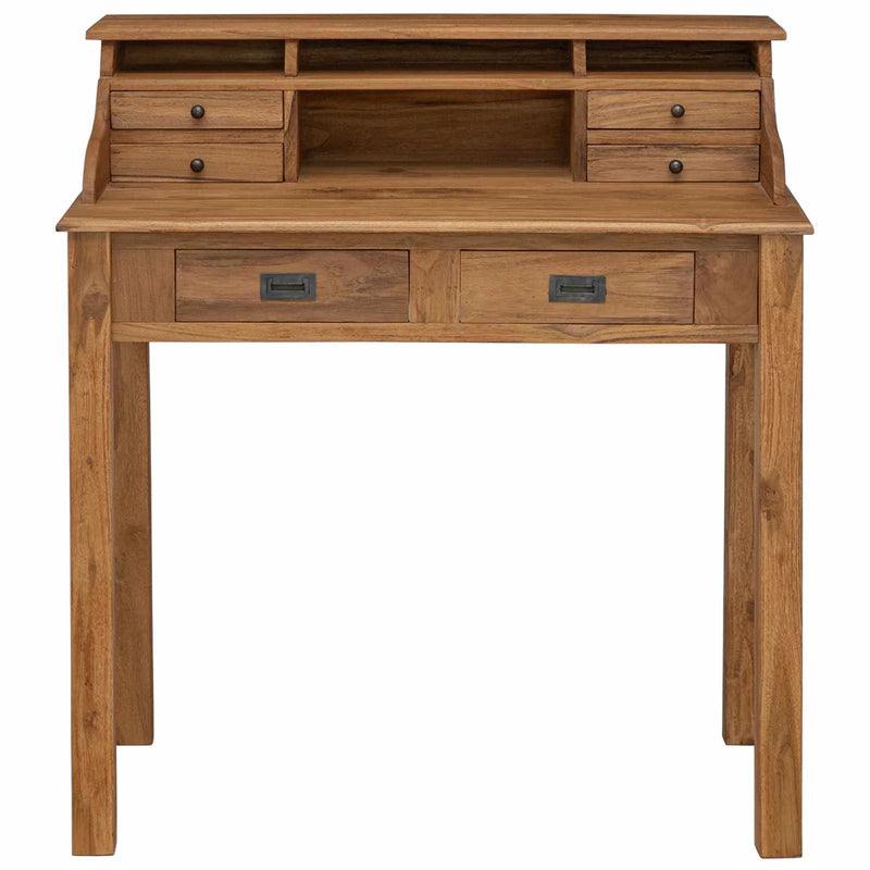 Writing Desk Natural 89.5 x 49.5 x 100 cm Solid Teak Wood