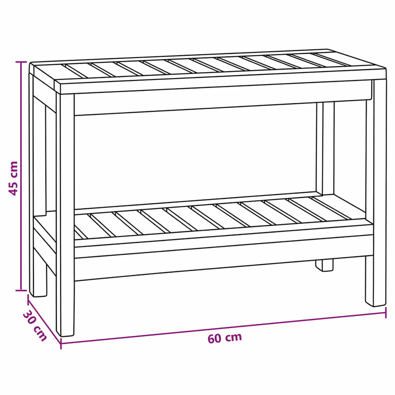 Bathroom Side Table Natural 60 x 30 x 45 cm Solid Teak Wood