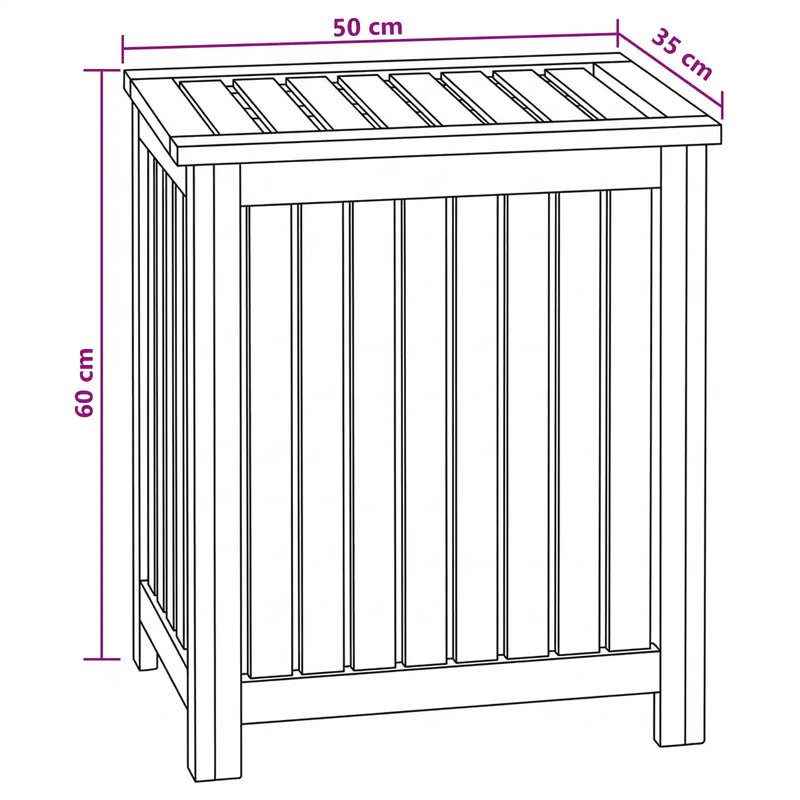 Laundry Basket Natural Solid Teak Wood
