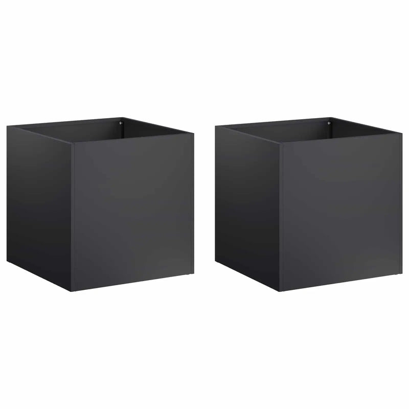 Garden Planter 2 pcs Black 45 x 45 x 45 cm Cold-rolled Steel