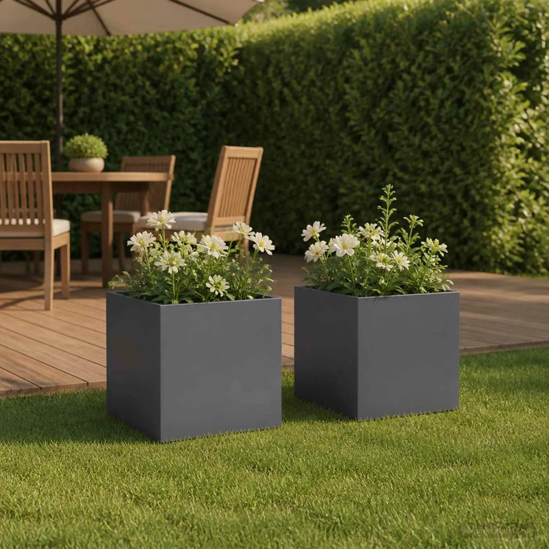 Garden Planter 2 pcs Anthracite 45 x 45 x 45 cm