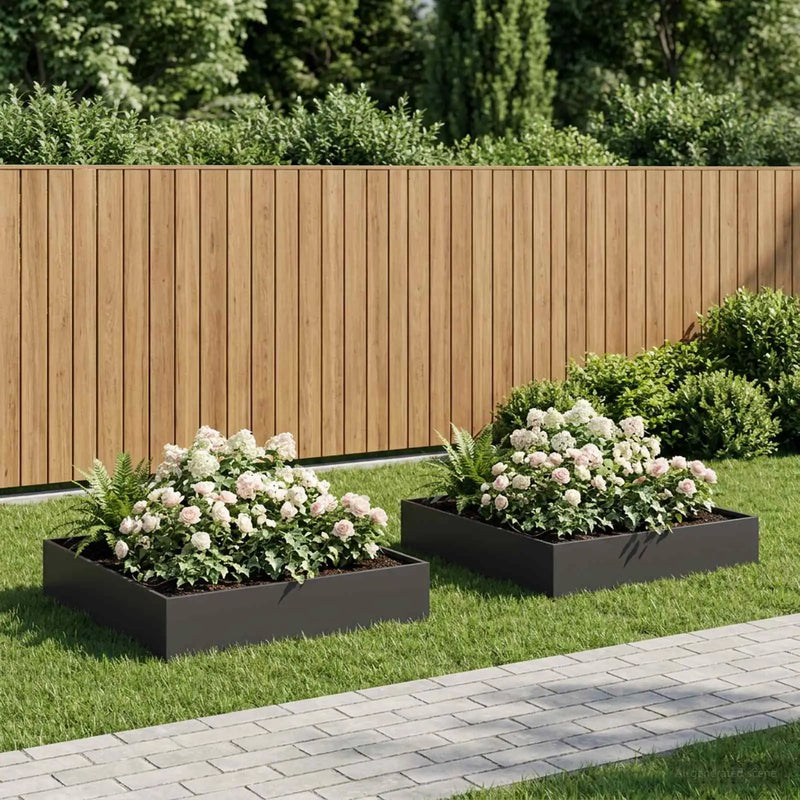 Garden Planter 2 pcs Black 80 x 80 x 20 cm Cold-rolled Steel