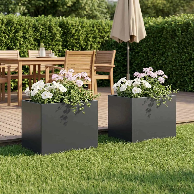 Garden Planter 2 pcs Anthracite 40 x 30 x 30 cm