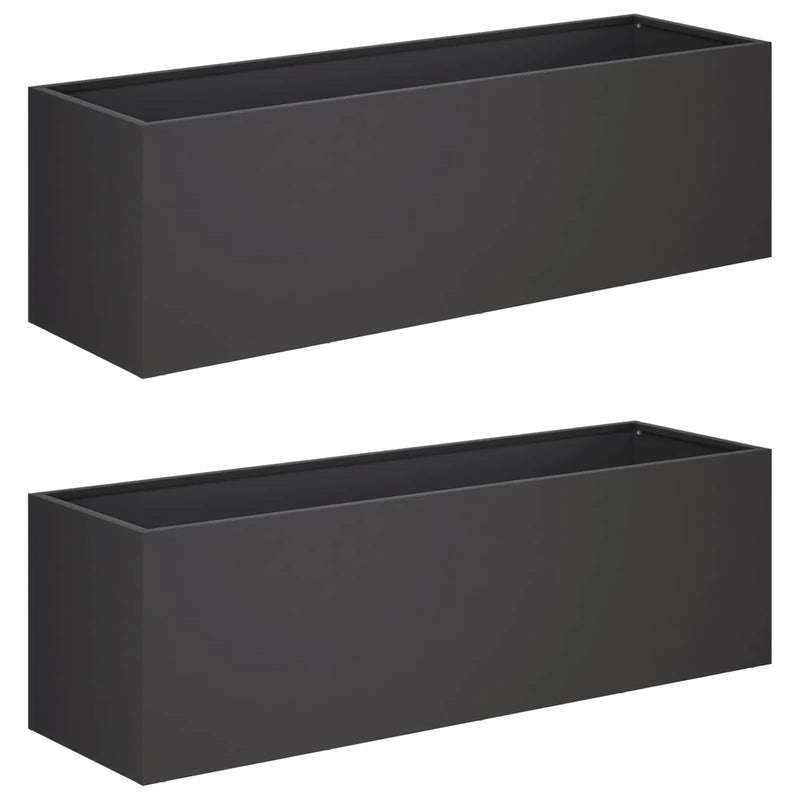 Garden Planter 2 pcs Black 80 x 30 x 30 cm Cold-rolled Steel