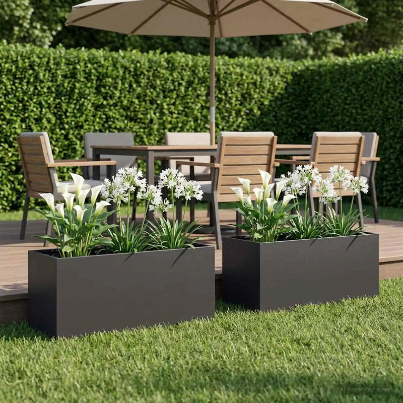 Garden Planter 2 pcs Black 100 x 40 x 40 cm Cold-rolled Steel