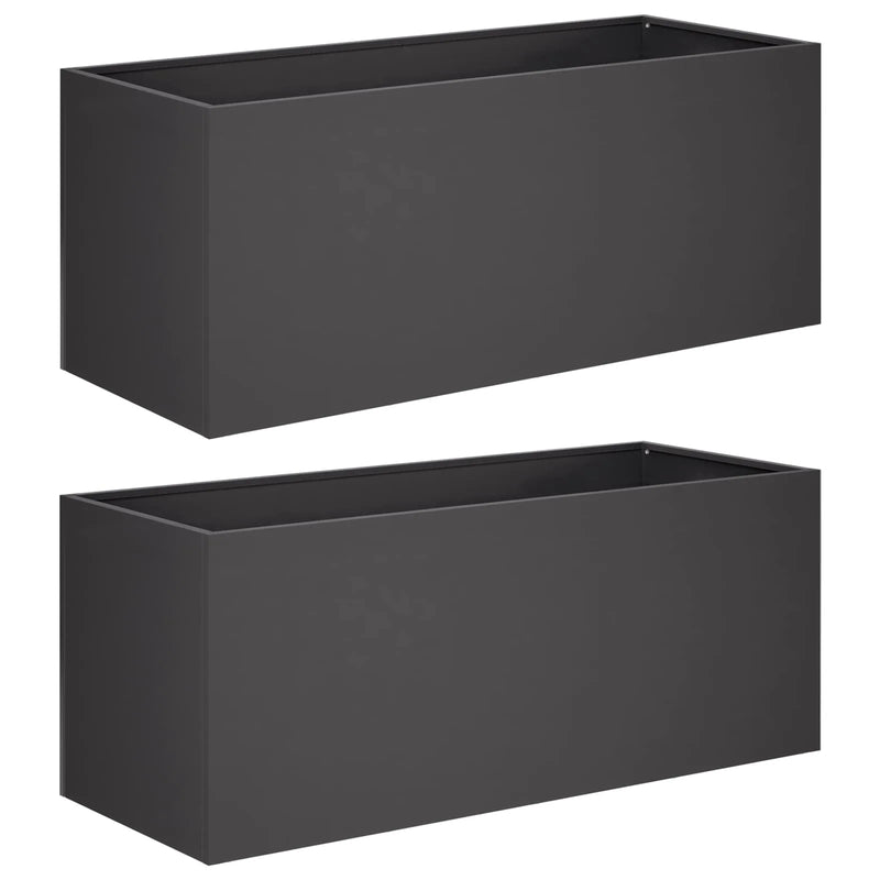 Garden Planter 2 pcs Black 100 x 40 x 40 cm Cold-rolled Steel