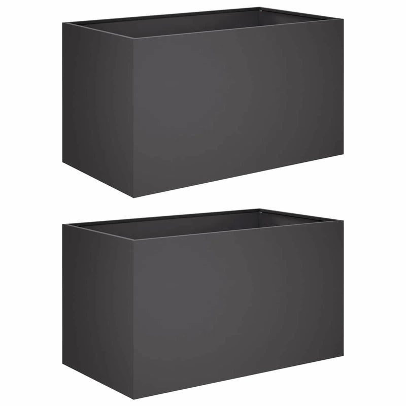 Garden Planter 2 pcs Black 80 x 50 x 50 cm Cold-rolled Steel