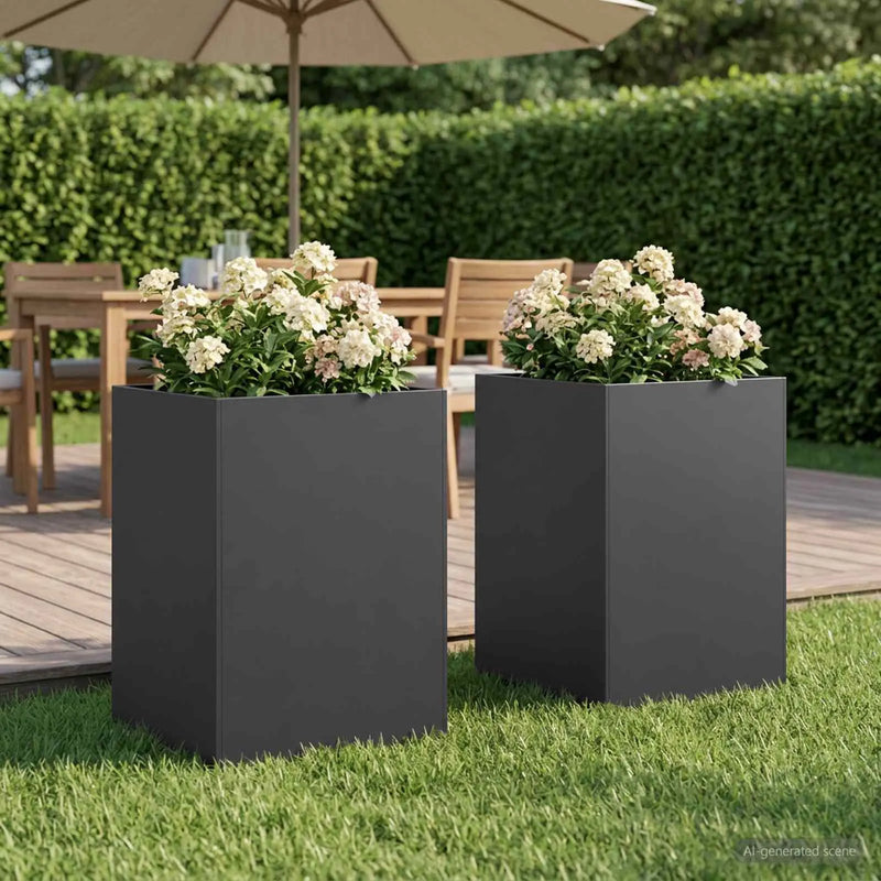 Garden Planter 2 pcs Black 40 x 40 x 75 cm Cold-rolled Steel