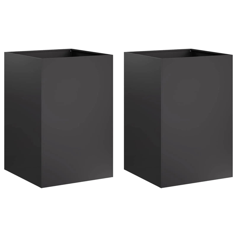 Garden Planter 2 pcs Black 40 x 40 x 75 cm Cold-rolled Steel