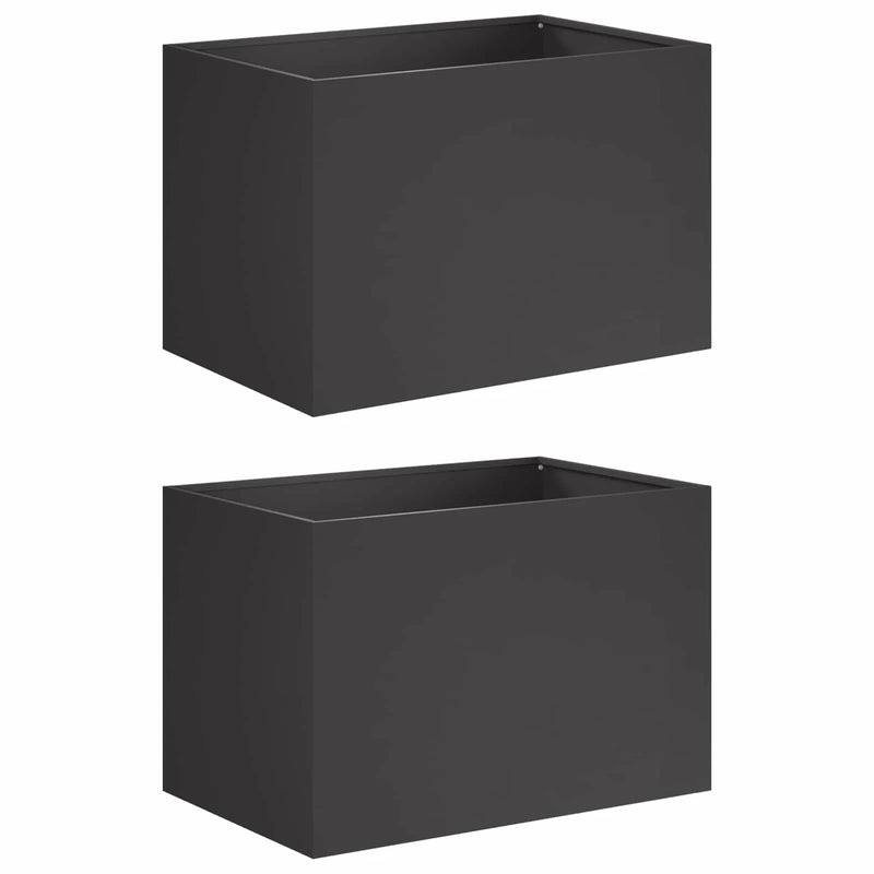 Garden Planter 2 pcs Black 60 x 40 x 40 cm Cold-rolled Steel