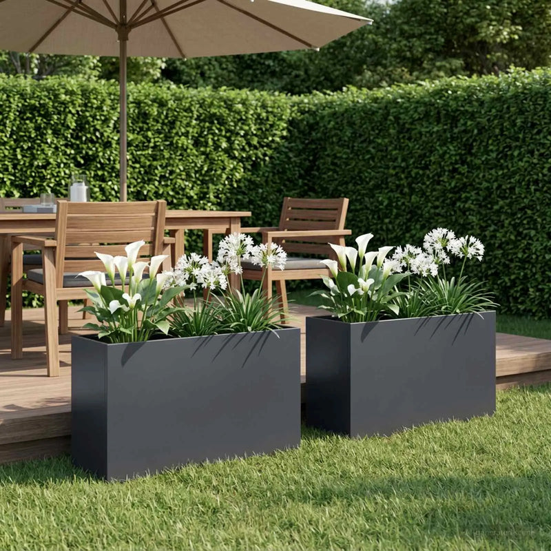 Garden Planter 2 pcs Anthracite 80 x 40 x 50 cm