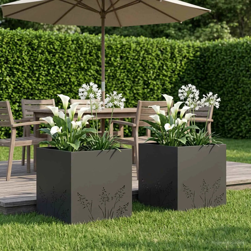 Garden Planter 2 pcs Black 50 x 50 x 49 cm Cold-rolled Steel