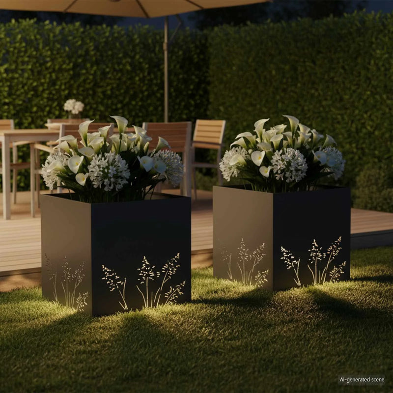 Garden Planter 2 pcs Black 50 x 50 x 49 cm Cold-rolled Steel