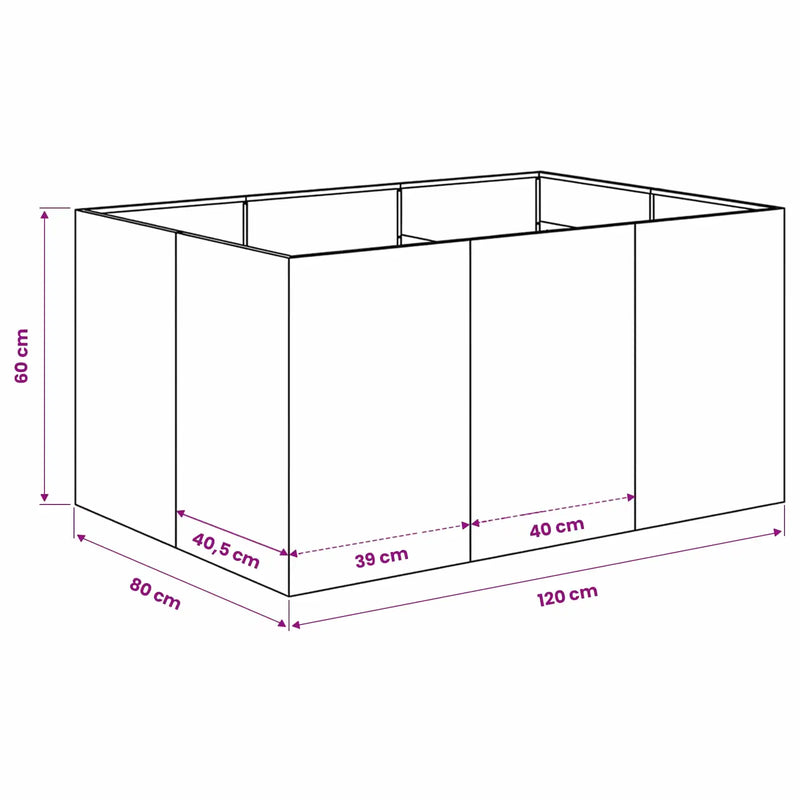 Garden Planter Black 120 x 80 x 60 cm Cold-rolled Steel