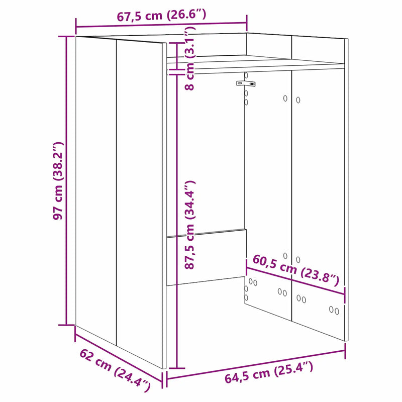 Wash Machine Cabinet White 67.5 x 62 x 97 cm Engineered wood
