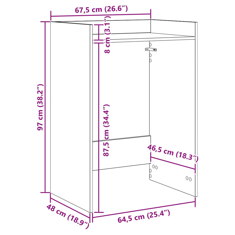 Wash Machine Cabinet White 67.5 x 48 x 97 cm Engineered wood