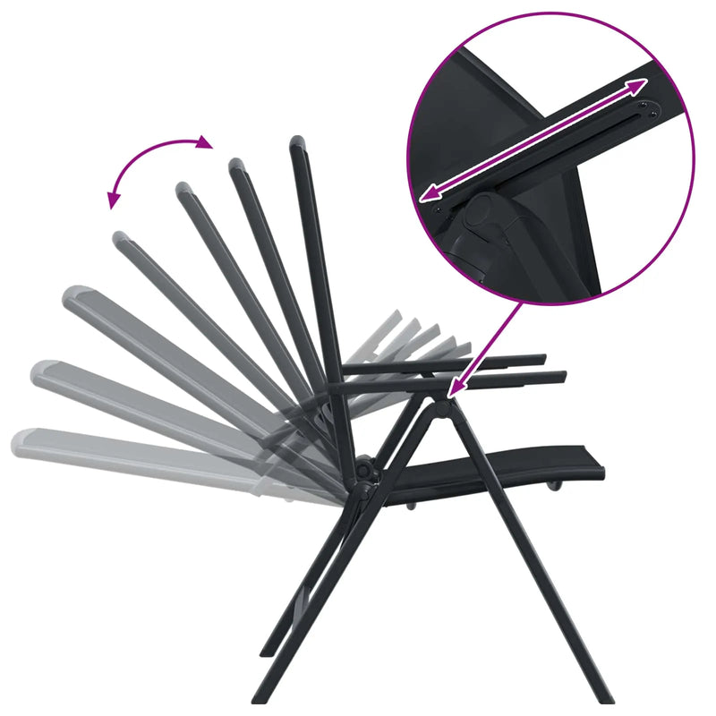 Reclining Garden Chairs 2 pcs Black 58 x 71 x 112 cm Textilene