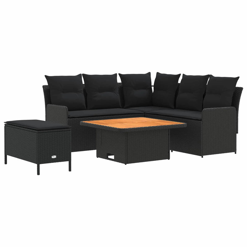Furniture Sets with Pillow 5 pcs Black PE Rattan