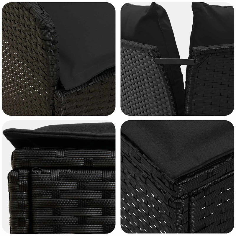 Furniture Sets with Pillow 7 pcs Black PE Rattan