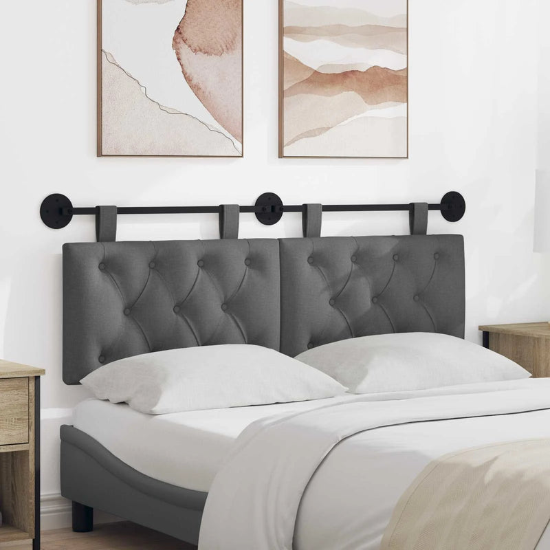 Hanging Headboard Wall-mounted Dark Grey 130 x 55 x 7 cm Fabric