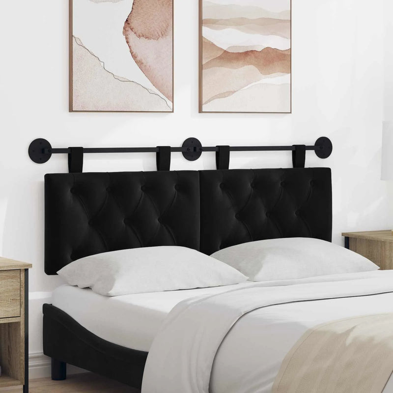 Hanging Headboard Wall-mounted Black 150 x 55 x 7 cm Velvet
