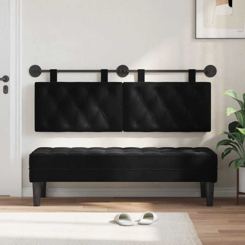 Hanging Headboard Wall-mounted Black 150 x 55 x 7 cm Velvet