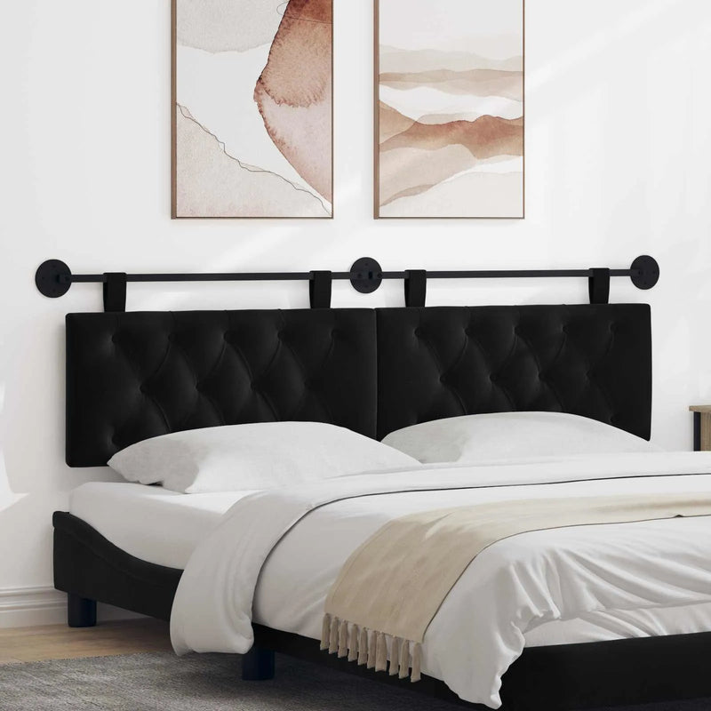 Hanging Headboard Wall-mounted Black 170 x 55 x 7 cm Velvet