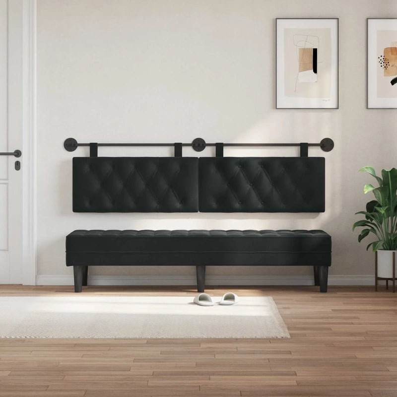 Hanging Headboard Wall-mounted Black 170 x 55 x 7 cm Velvet