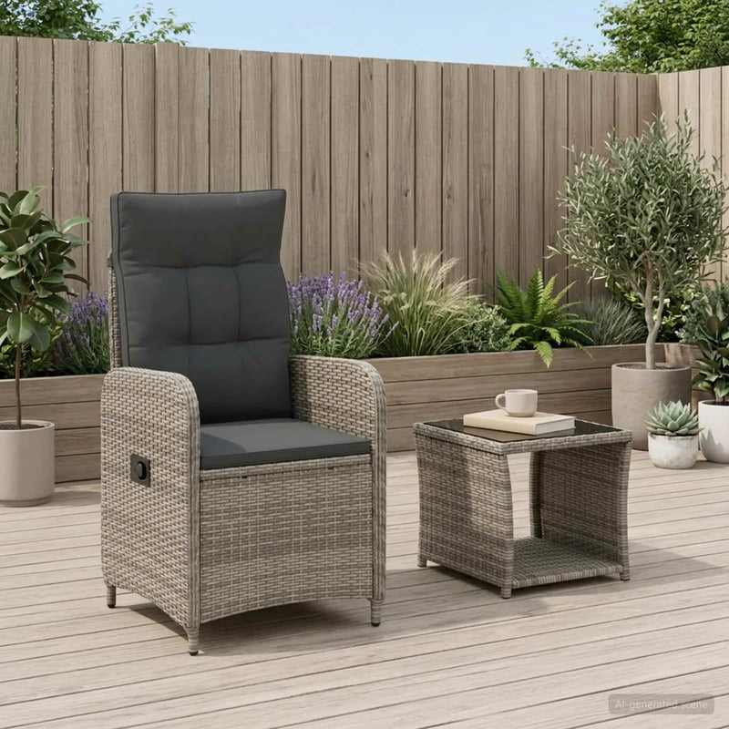 Garden Lounge Set 2 pcs Grey and Dark Grey