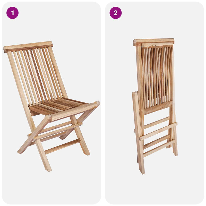 Folding Garden Chair 4 pcs Natural Solid Teak Wood
