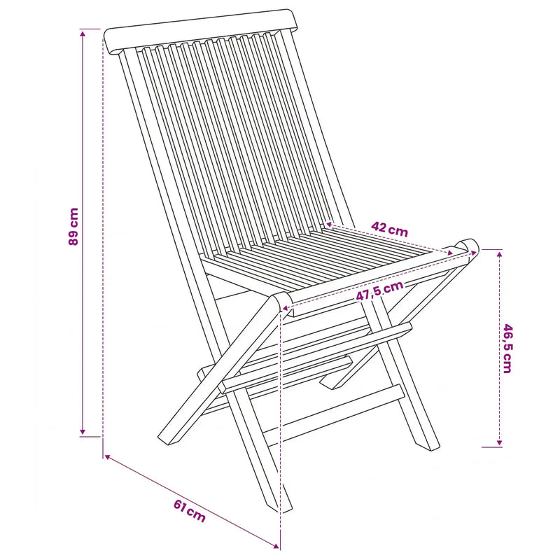 Folding Garden Chair 4 pcs Natural Solid Teak Wood