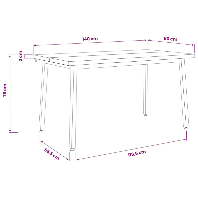 140 x 80 x 75 cm Solid Acacia Wood Natural and Black