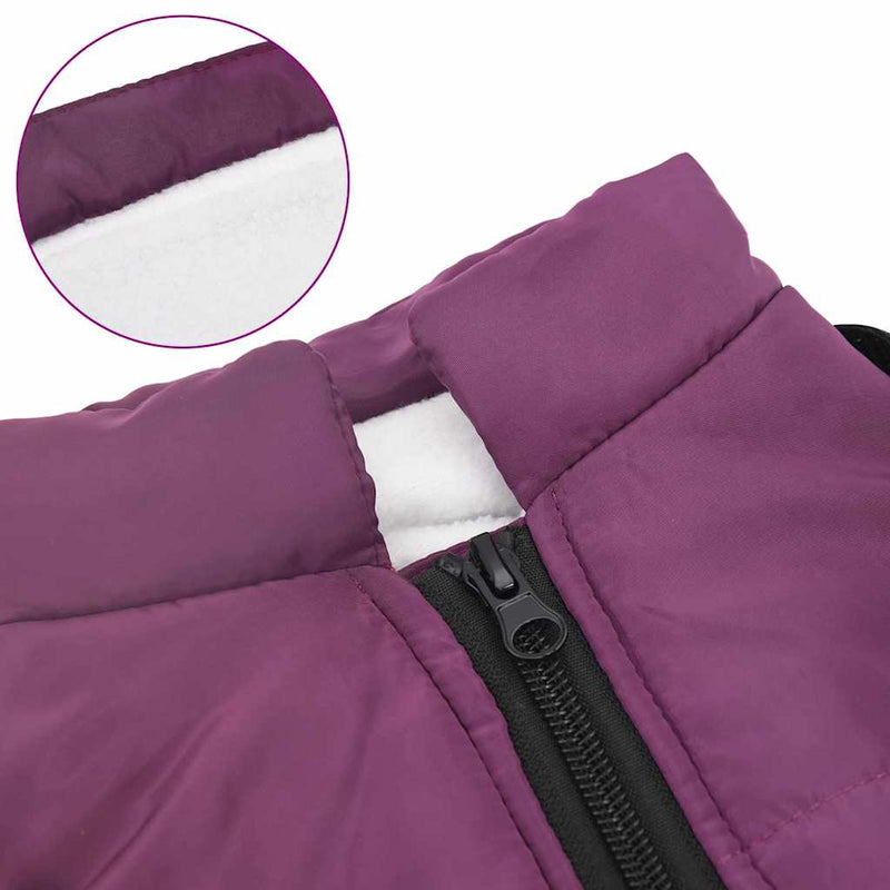 vidaXL Dog Coat with Harness Purple M Fleece and Polyester