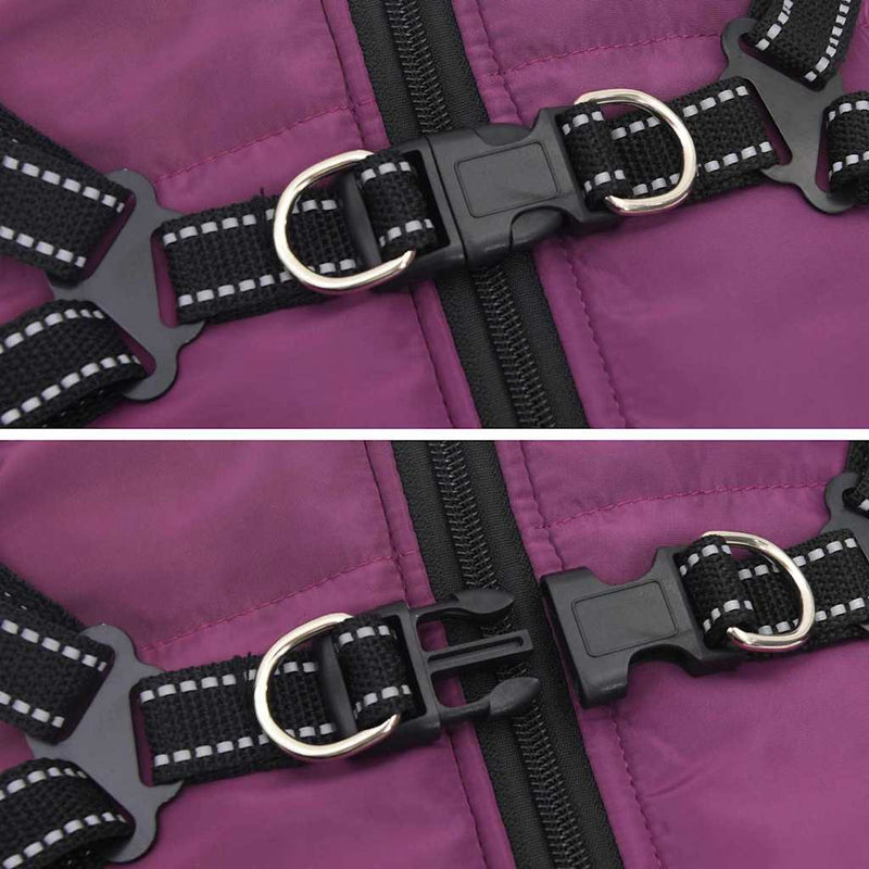 vidaXL Dog Coat with Harness Purple L Fleece and Polyester