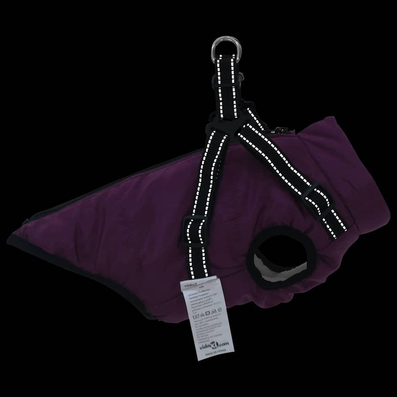 vidaXL Dog Coat with Harness Purple L Fleece and Polyester
