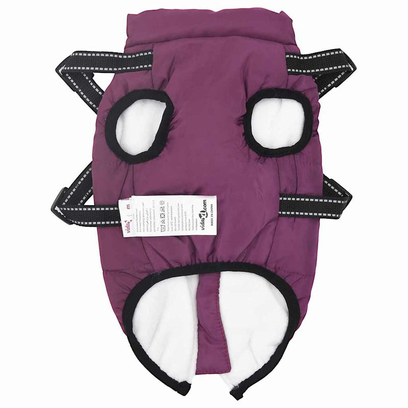 vidaXL Dog Coat with Harness Purple XL Fleece and Polyester