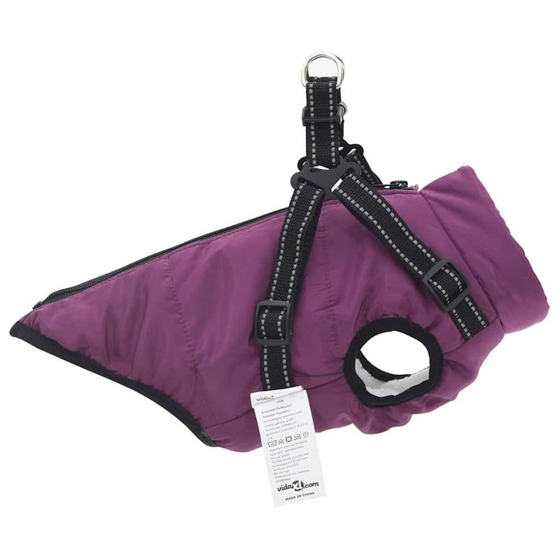 vidaXL Dog Coat with Harness Purple XL Fleece and Polyester