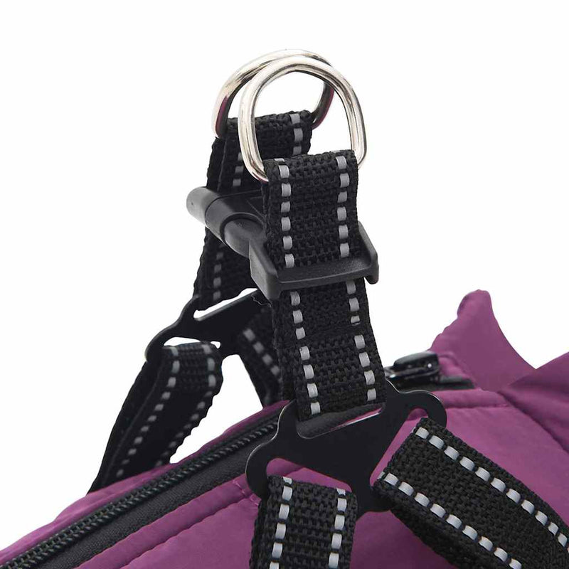 vidaXL Dog Coat with Harness Purple 2XL Fleece and Polyester