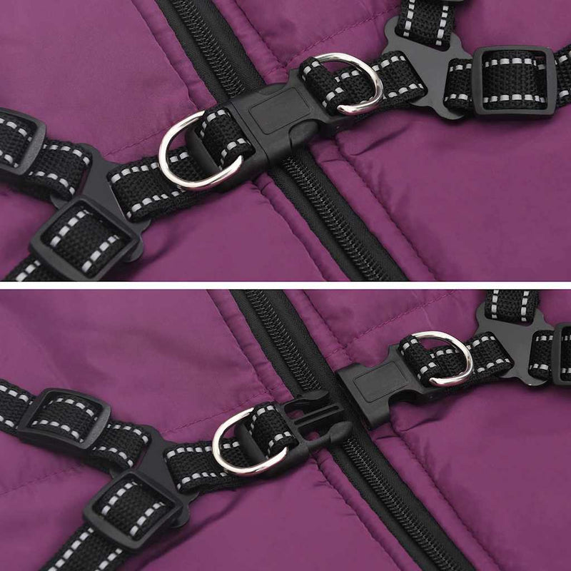 vidaXL Dog Coat with Harness Purple 3XL Fleece and Polyester