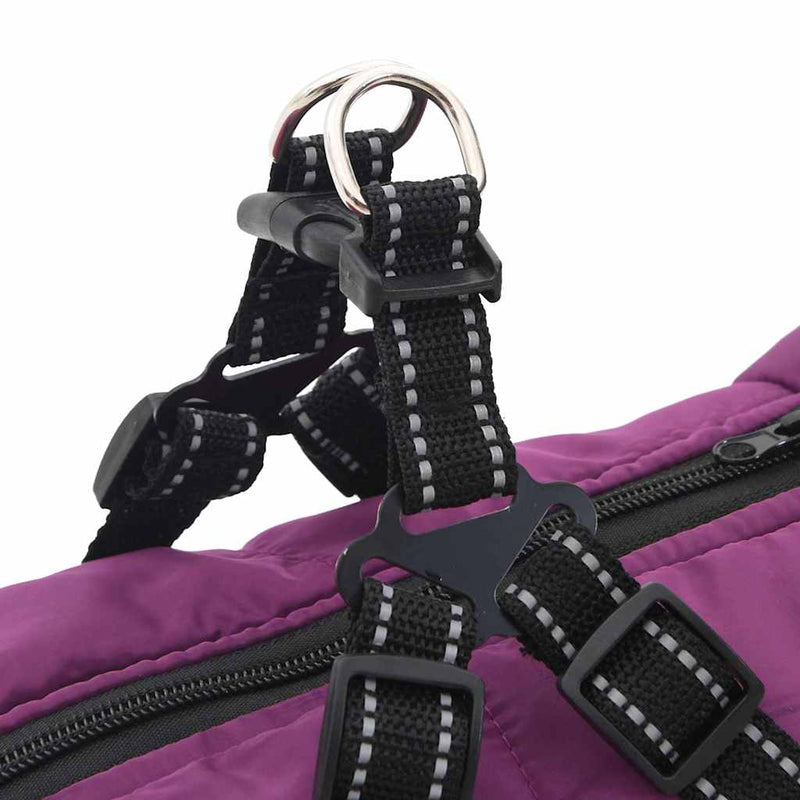 vidaXL Dog Coat with Harness Purple 3XL Fleece and Polyester
