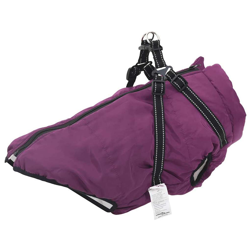 vidaXL Dog Coat with Harness Purple 3XL Fleece and Polyester